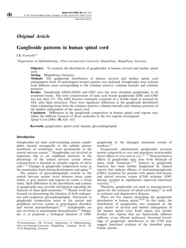 Ganglioside Patterns in Human Spinal Cord