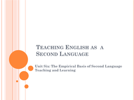 Teaching English As Foreign Or Second Language