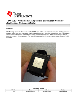 TIDA-00824 Human Skin Temperature Sensing for Wearable Applications Reference Design