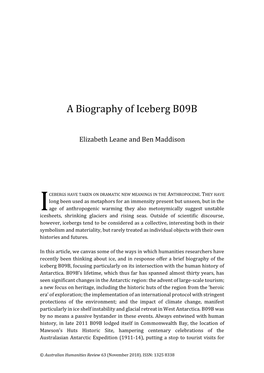 A Biography of Iceberg B09B