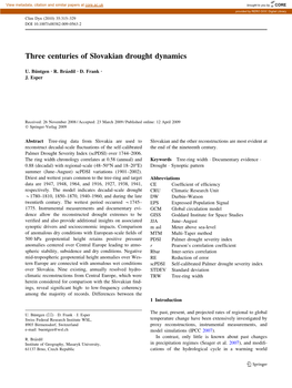 Three Centuries of Slovakian Drought Dynamics