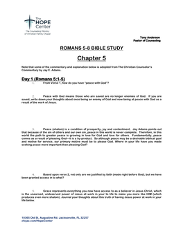 ROMANS 5-8 BIBLE STUDY Chapter 5