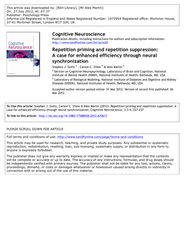 Repetition Priming and Repetition Suppression: a Case for Enhanced Efficiency Through Neural Synchronization Stephen J