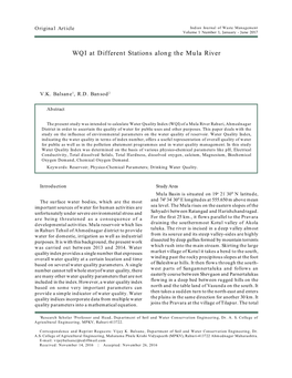 WQI at Different Stations Along the Mula River