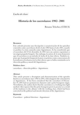 Historia De Los Cacerolazos: 1982- 2001 Comienzos Fue Declarada Por Tiempo Indeterminado