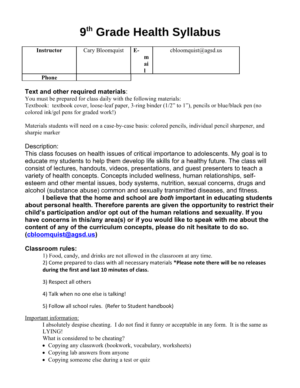 Biology I CP Syllabus