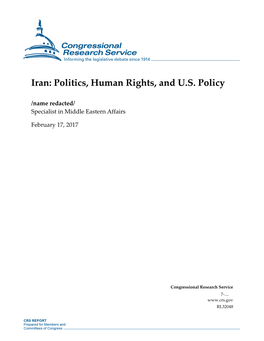 Iran: Politics, Human Rights, and U.S. Policy