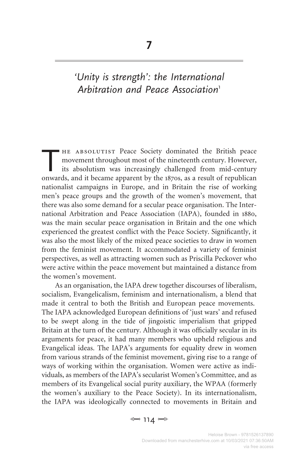 The International Arbitration and Peace Association1