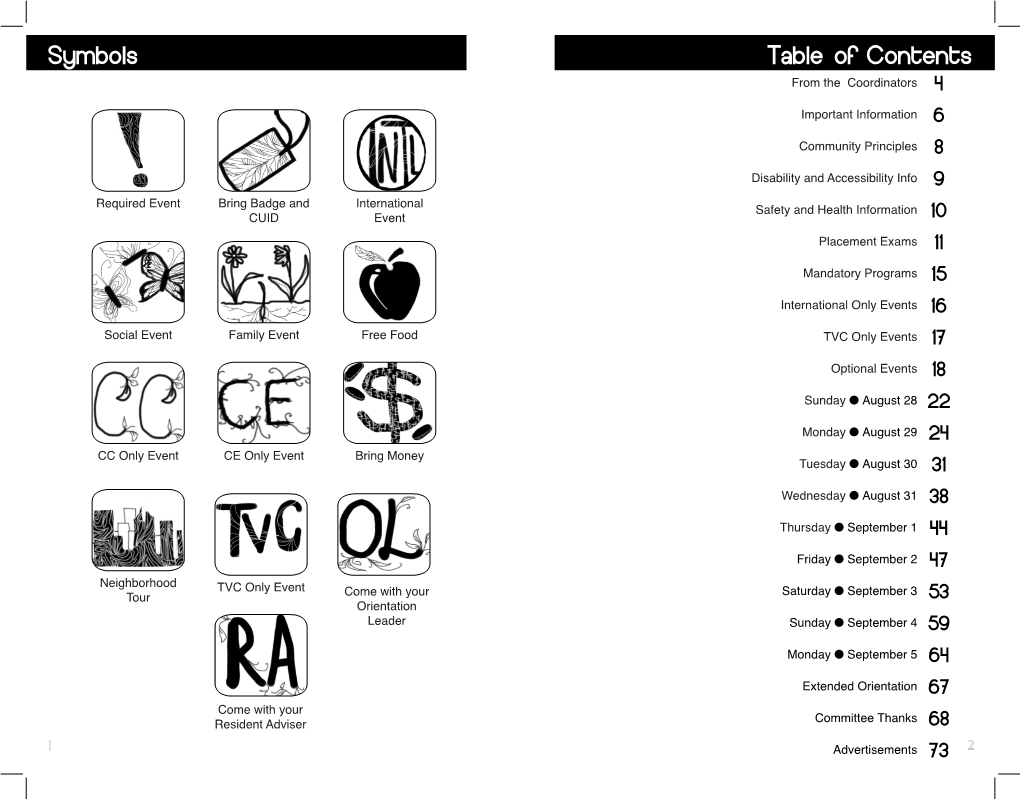 Symbols Table of Contents from the Coordinators 4