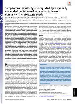 Temperature Variability Is Integrated by a Spatially Embedded Decision-Making Center to Break Dormancy in Arabidopsis Seeds
