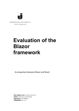 Evaluation of the Blazor Framework