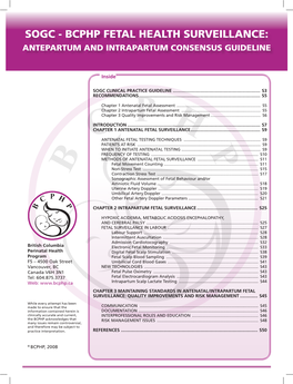 Sogc 4 Bcphp Fetal Health Surveillance