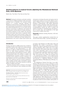 Hunting Patterns in Tropical Forests Adjoining the Hkakaborazi National Park, North Myanmar