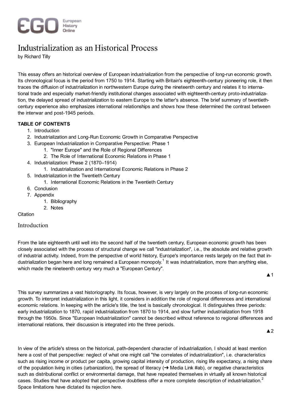 Industrialization As an Historical Process by Richard Tilly