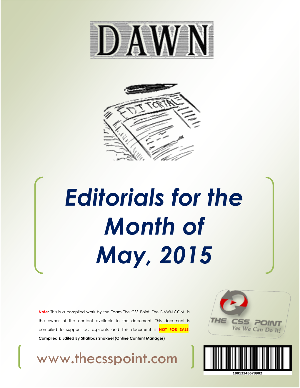 Editorials for the Month of May, 2015