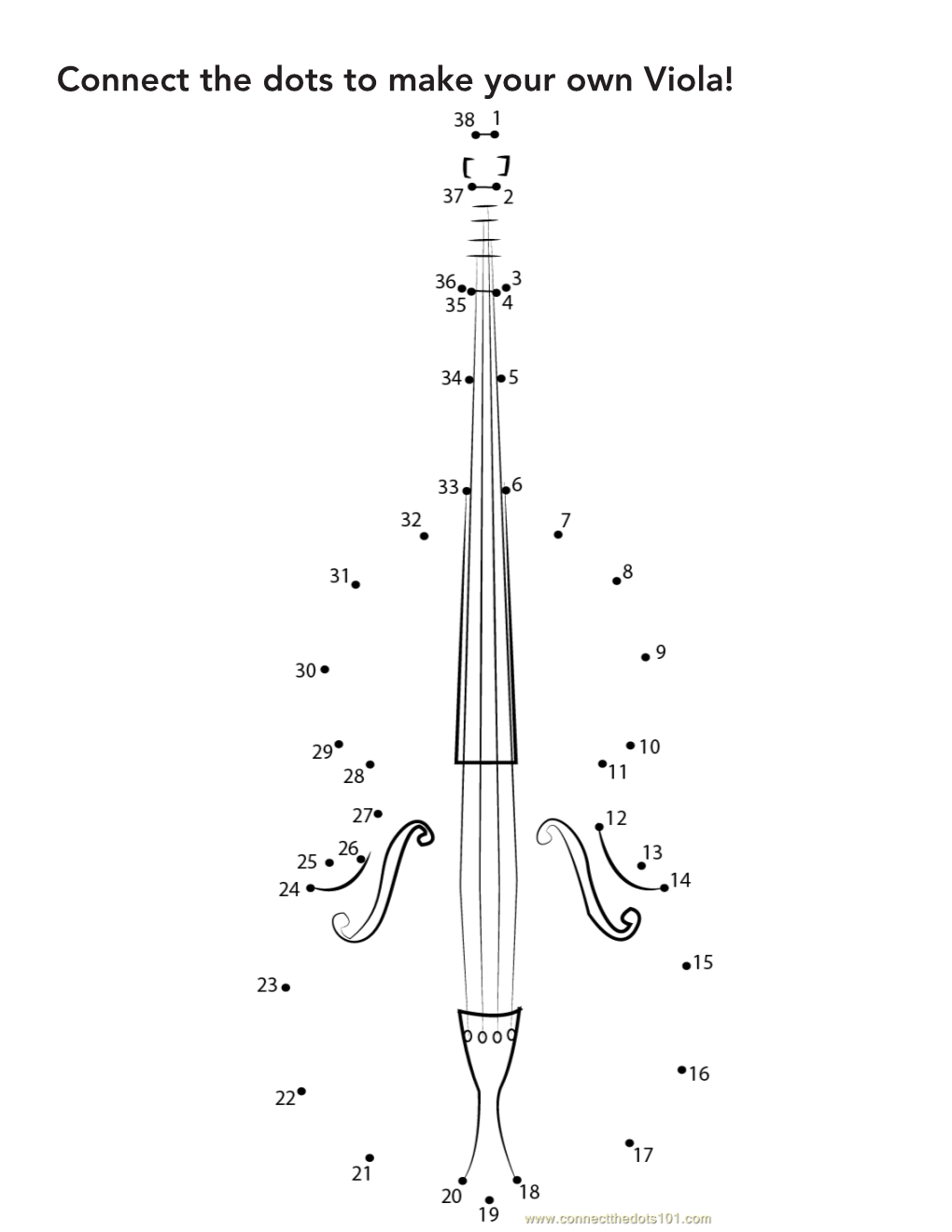 Connect the Dots to Make Your Own Viola! Worksheet 1