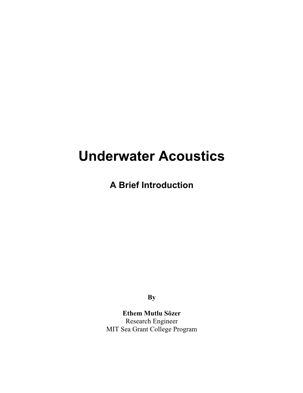 Underwater Acoustics