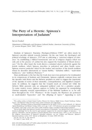 The Piety of a Heretic: Spinoza's Interpretation of Judaism