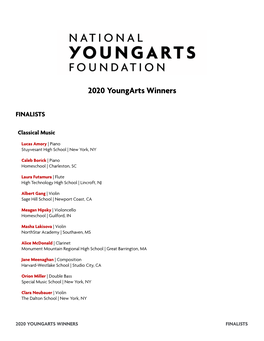 2020 Youngarts Winners