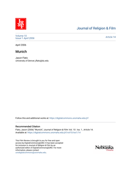 Journal of Religion & Film Munich