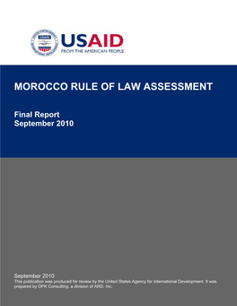 Morocco Rule of Law Assessment