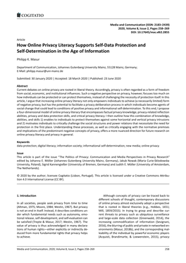 How Online Privacy Literacy Supports Self-Data Protection and Self-Determination in the Age of Information