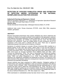 Detection of Avocado Sunblotch Viroid and Estimation of Infection Among Accessions in the National Germplasm Collection for Avocado