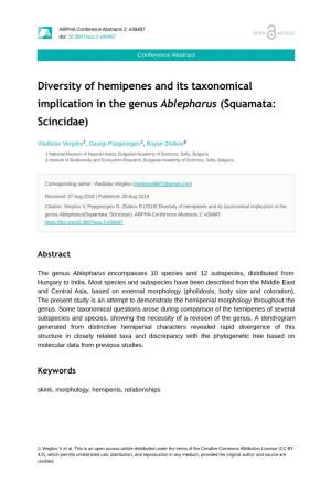 Diversity of Hemipenes and Its Taxonomical Implication in the Genus Ablepharus (Squamata: Scincidae)