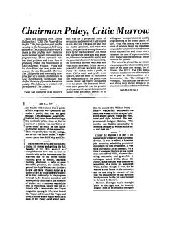 Chairman Paley, Critic Murrow