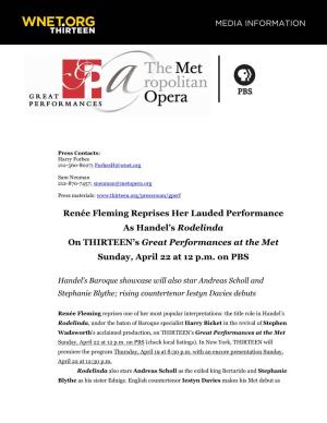 Rodelinda on THIRTEEN’S Great Performances at the Met Sunday, April 22 at 12 P.M