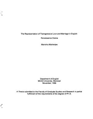 The Representation of Transgressive Love and Marriage in English