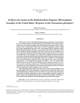 Evidence for Eustasy at the Kinderhookian-Osagean (Mississippian) Boundary in the United States: Response to Late Tournaisian Glaciation?
