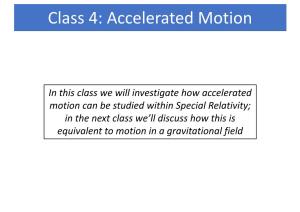 Class 4: Accelerated Motion