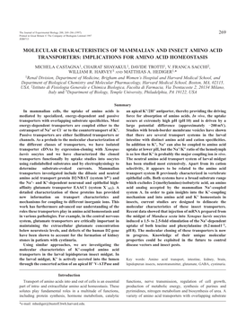 Molecular Characteristics of Mammalian and Insect Amino Acid Transporters: Implications for Amino Acid Homeostasis