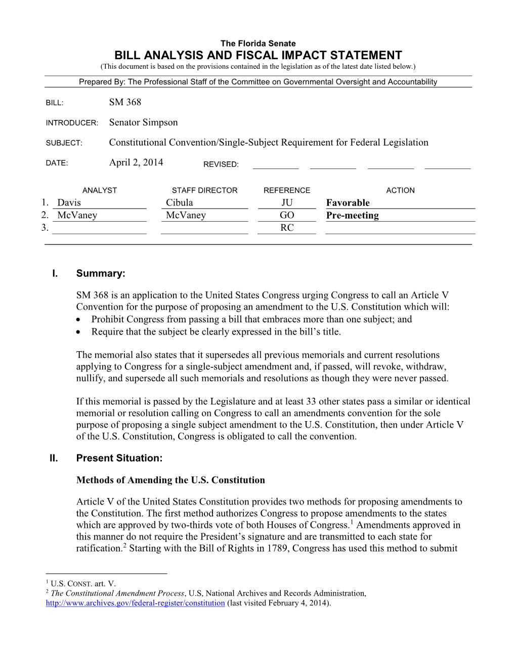 Bill Analysis and Fiscal Impact Statement