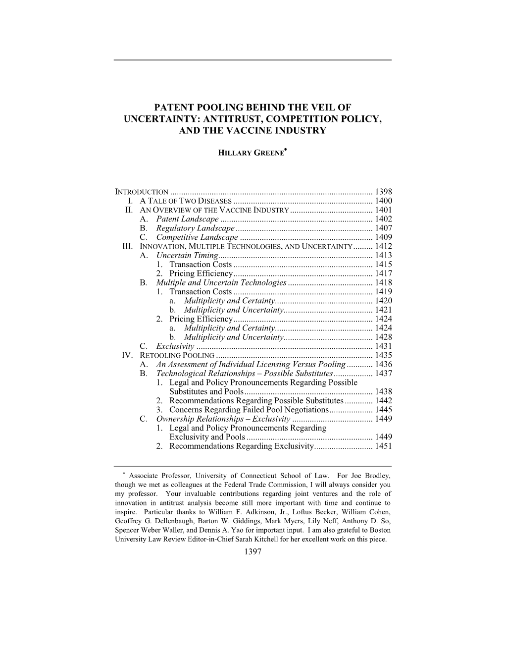 Patent Pooling Behind the Veil of Uncertainty: Antitrust, Competition Policy, and the Vaccine Industry