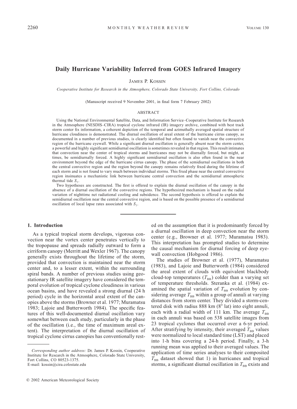 Daily Hurricane Variability Inferred from GOES Infrared Imagery