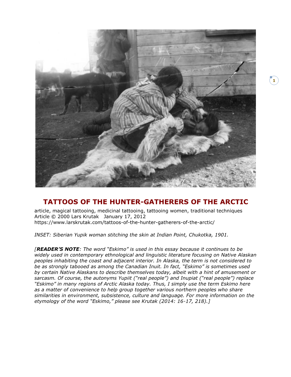 Tattoos of the Hunter-Gatherers of the Arctic (Lars Krutak, 2000)