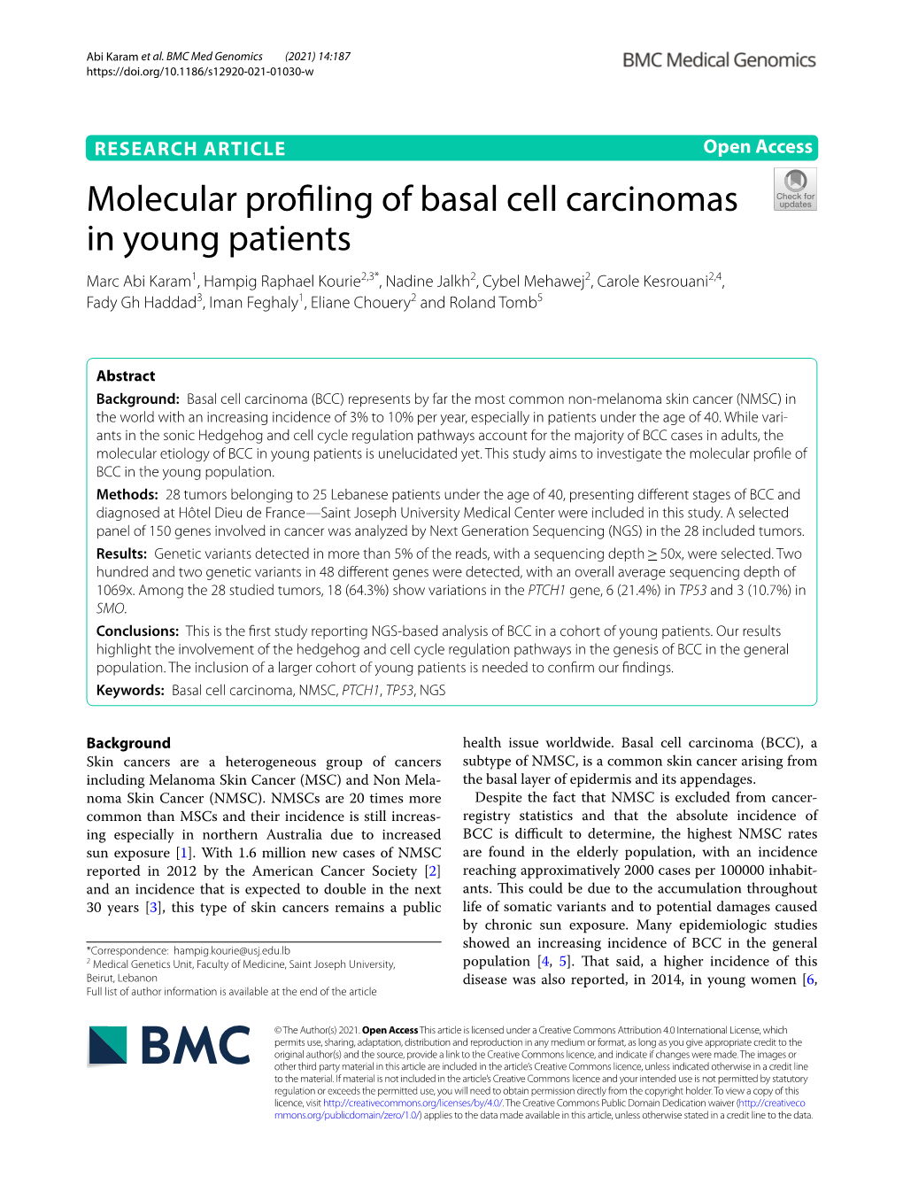 Molecular Profiling of Basal Cell Carcinomas in Young Patients