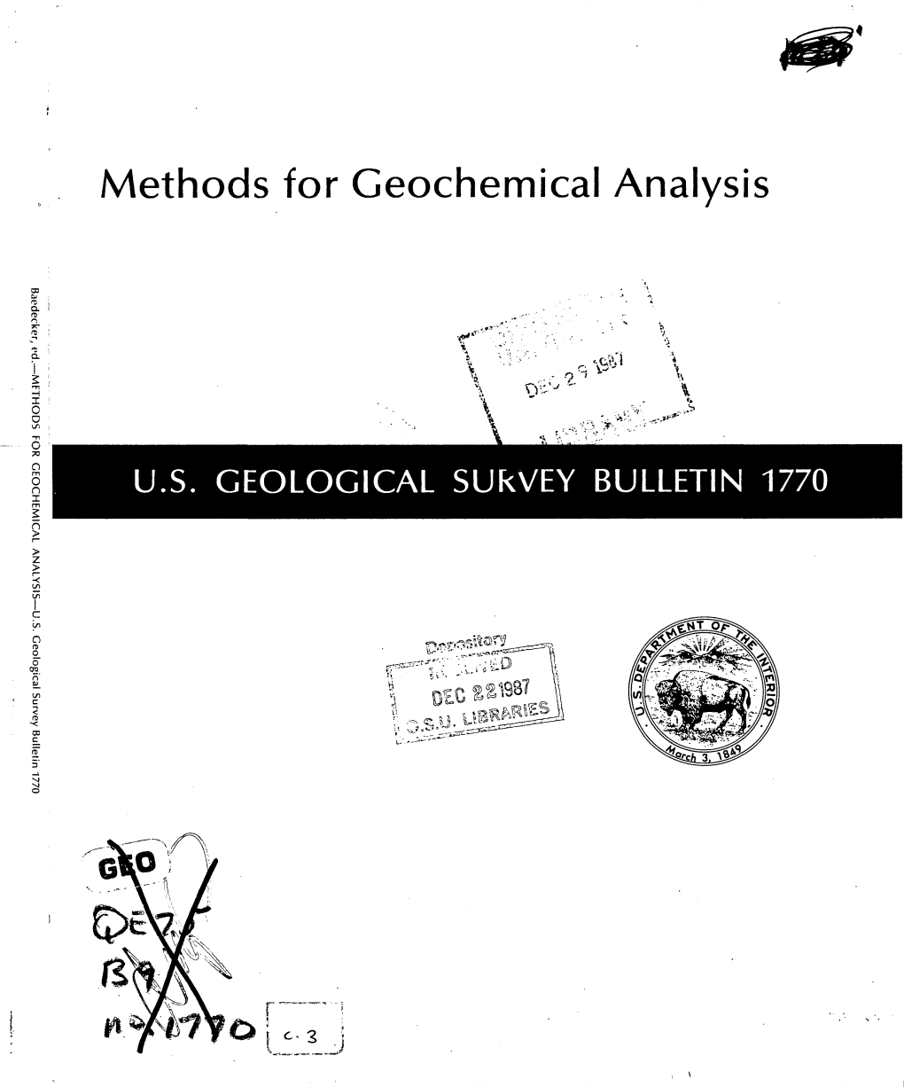 Methods for Geochemical Analysis \