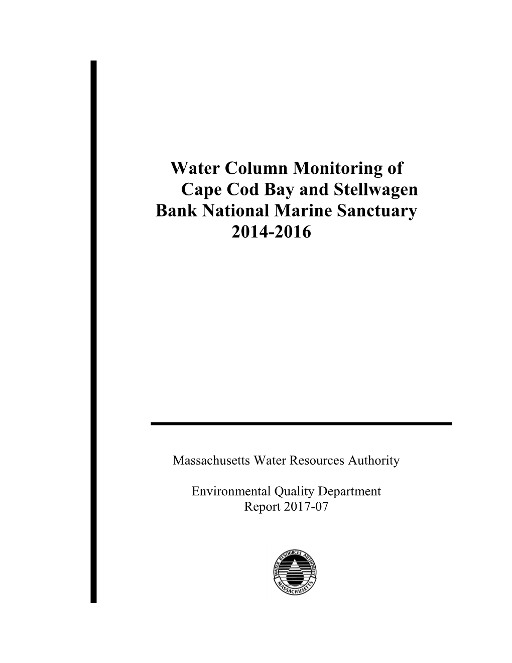 Water Column Monitoring of Cape Cod Bay and Stellwagen Bank National Marine Sanctuary 2014-2016