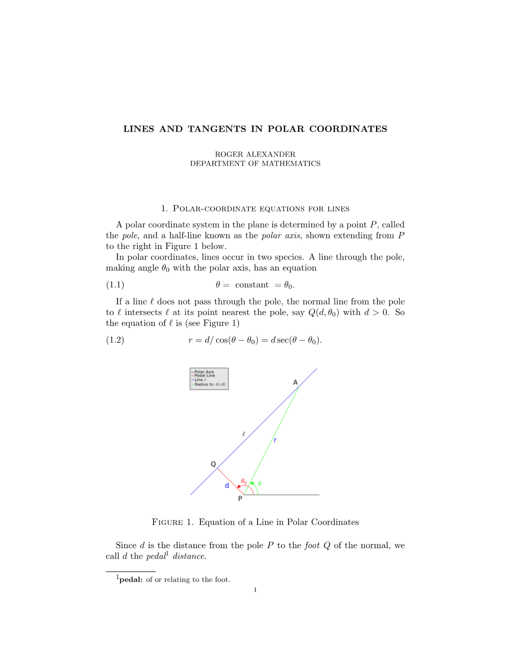 Lines and Tangents in Polar Coordinates