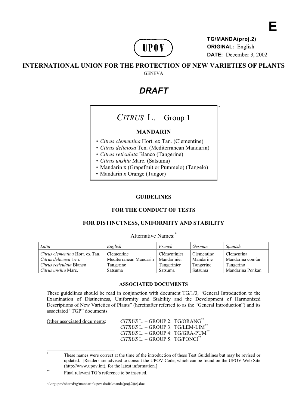 CITRUS L. – Group 1