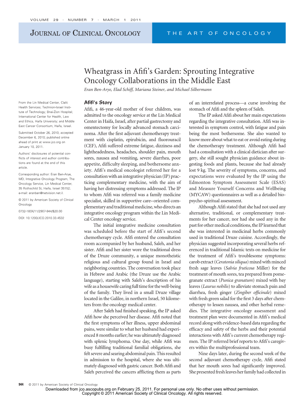 Sprouting Integrative Oncology Collaborations in the Middle East Eran Ben-Arye, Elad Schiff, Mariana Steiner, and Michael Silbermann