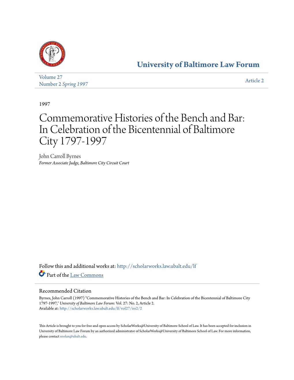 Commemorative Histories of the Bench and Bar: in Celebration Of
