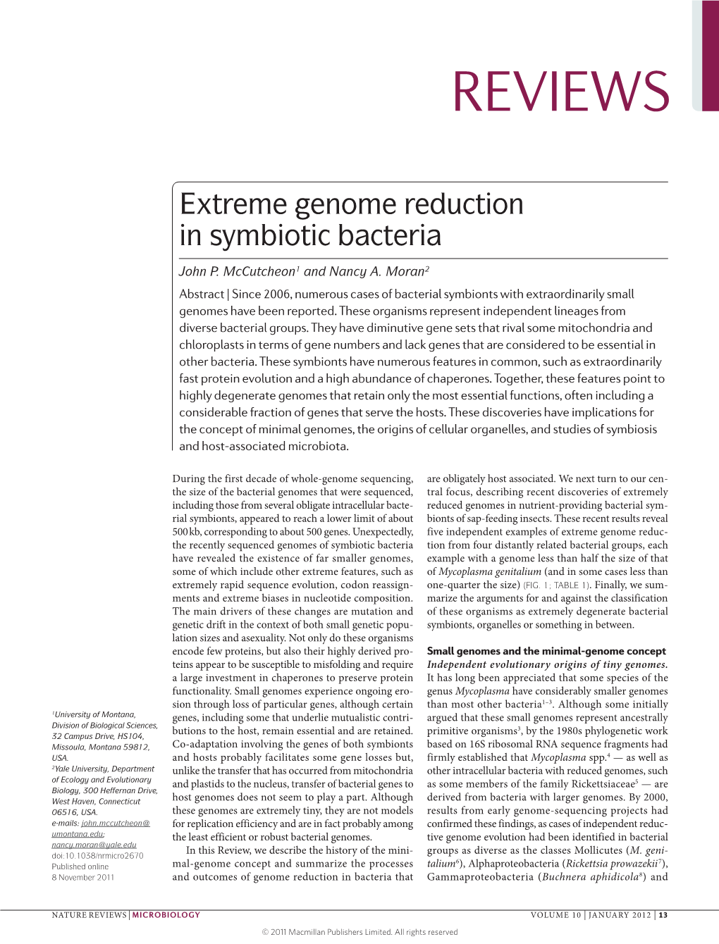 Extreme Genome Reduction in Symbiotic Bacteria