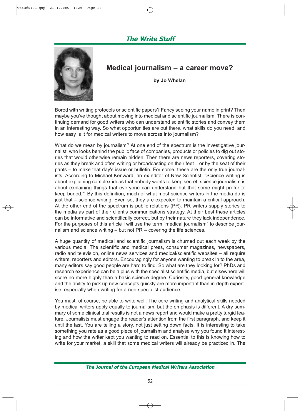 Medical Journalism – a Career Move?