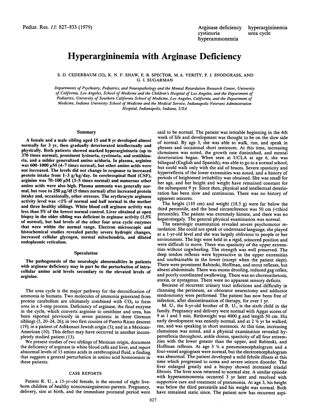 Hyperargininemia with ~R~Inasedeficiency