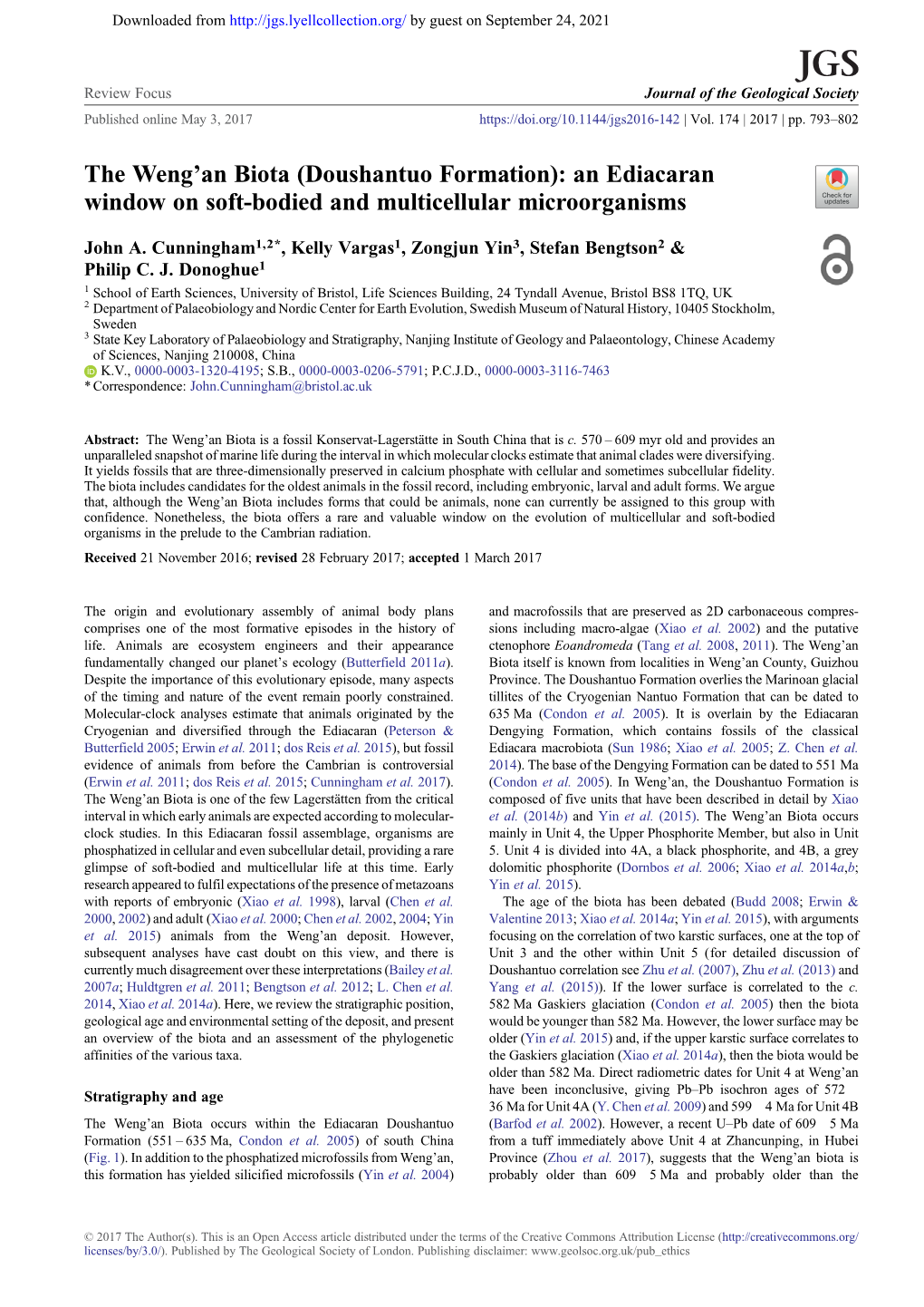 Doushantuo Formation): an Ediacaran Window on Soft-Bodied and Multicellular Microorganisms