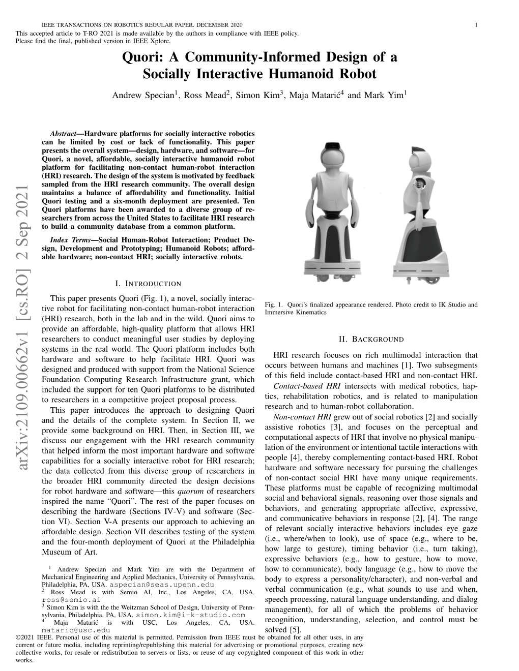 Arxiv:2109.00662V1 [Cs.RO] 2 Sep 2021